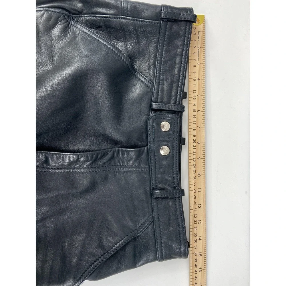 Dynamic MQP Pants Mens Black 32‎ US Motorcycle Leather Cargo Snap Leg Biker Y2K